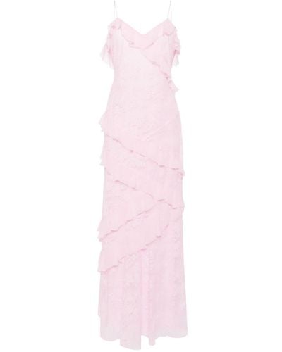 LoveShackFancy Rialto Ruffle-detail Silk Dress - Roze