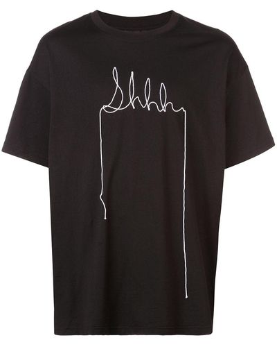 Mostly Heard Rarely Seen Yarn Sketch Shh Tシャツ - ブラック