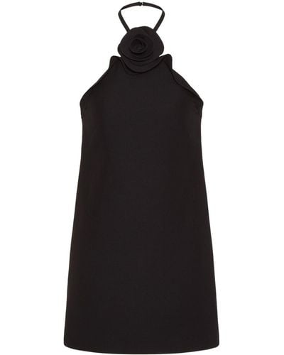 Valentino Garavani Floral-appliqué Halterneck Dress - Black