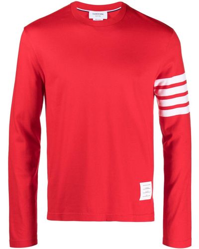 Thom Browne T-shirt con dettaglio a 4 righe - Rosso