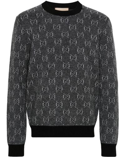 Gucci Trui Met GG Damier Jacquard - Grijs