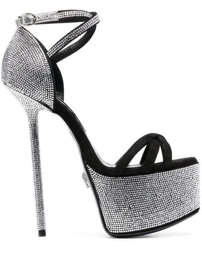 Philipp Plein 160mm Crystal-embellished Platform Sandals - Black