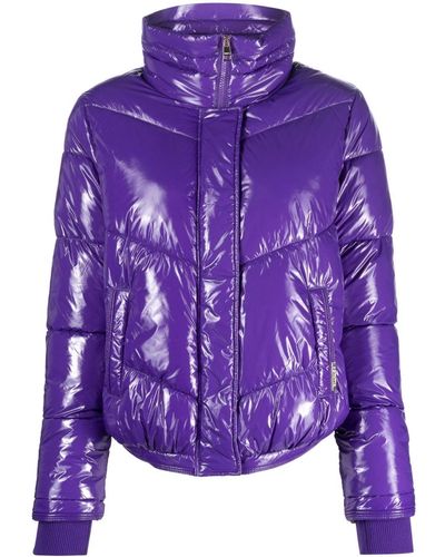 Liu Jo Chevron-quilting Glossy Puffer Jacket - Purple