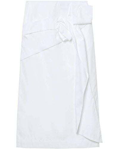 Simone Rocha Gathered-detail Cotton Midi Skirt - White