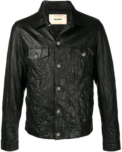 Zadig & Voltaire Base Crinkle Leather Jacket - Black