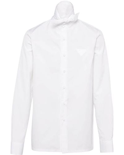 Prada Pussy-bow Cotton Shirt - White