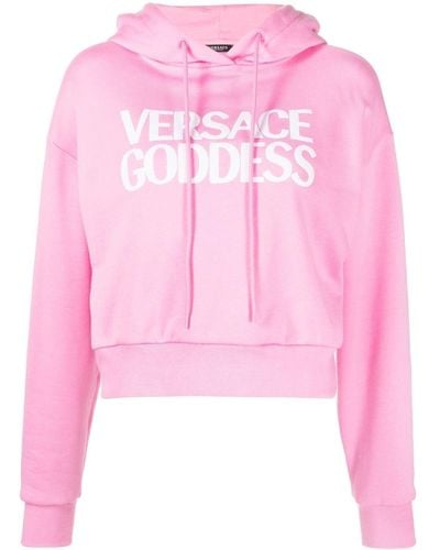 Versace Hoodie à logo Goddess - Rose