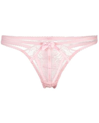 Agent Provocateur Rozlyn Bow-detail Sheer-lace Thong - Pink