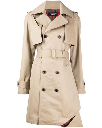 Undercover Belted-waist Above-knee Trench Coat - Natural