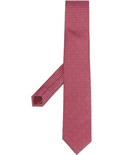 Ferragamo Gancini Motif Pointed-tip Tie - Red
