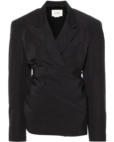Quira Japanese Double-breasted Blazer - Black