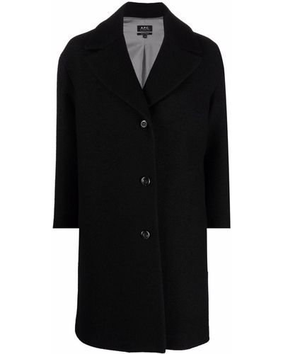 A.P.C. Wide-collar Single-breasted Coat - Black