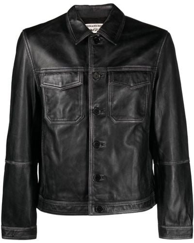 Zadig & Voltaire Lasso Dyed Leather Cropped Jacket - Black