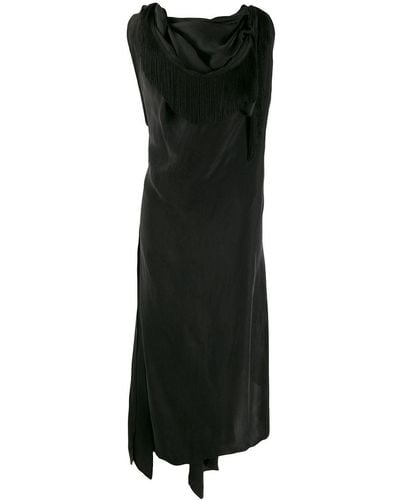 Aganovich Draped Neckline Dress - Black