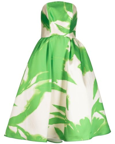 Amsale Abstract-print Strapless Dress - Green