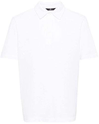 7 For All Mankind Buttoned Cotton Polo Shirt - White