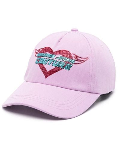 Versace Rhinestone Logo-print Cap - Pink