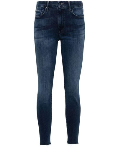 Mother The Looker Ankle Fray Skinny Jeans - Blue