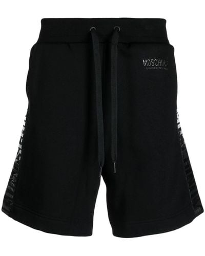Moschino Logo-appliqué Drawstring-waist Shorts - Black