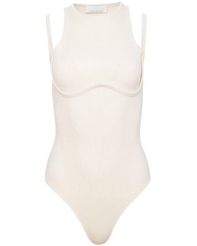Fleur du Mal Cut-out Ribbed Bodysuit - White