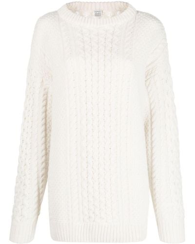 Totême Pullover mit Zopfmuster - Weiß