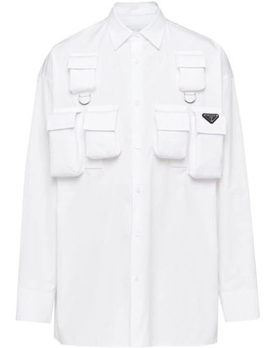 Prada Multiple-pocket cotton shirt - Weiß