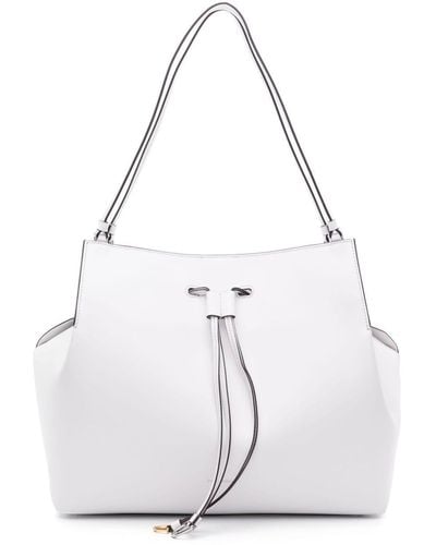 Coccinelle Large Roundabout Leather Tote Bag - White