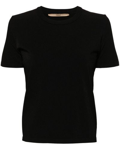 Nuur Textured Knitted T-shirt - Black
