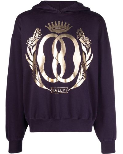 Bally Logo-print Organic Cotton Hoodie - Blue