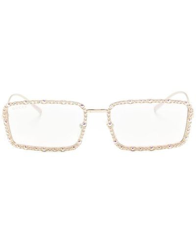 Gucci Eckige Sonnenbrille mit Kristallen - Natur