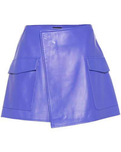 Arma Olbia Leather Mini Skirt - Blue