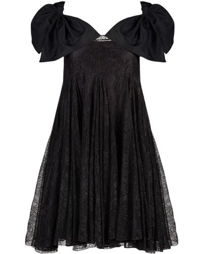 Nina Ricci Floral-lace Bow-detail Minidress - Black