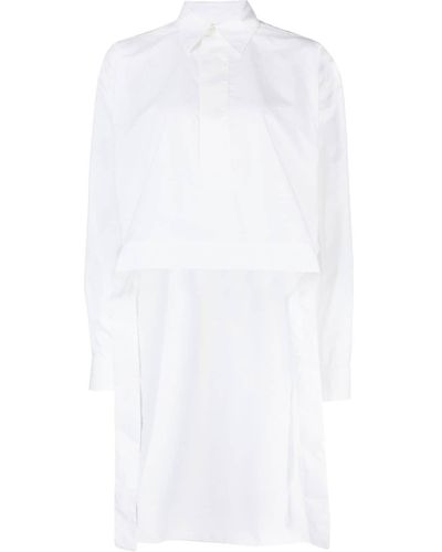 Plan C Asymmetric-hem Cotton Shirt - White