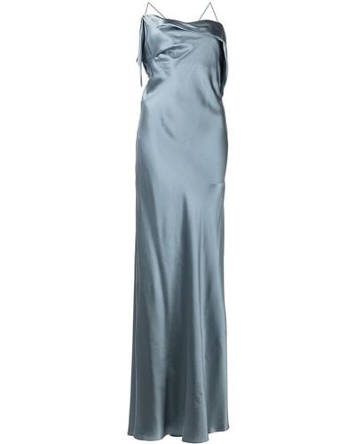 Michelle Mason Cowl-neck Silk Gown - Blue