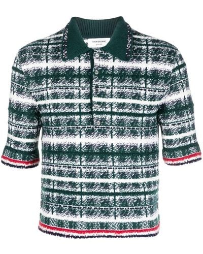Thom Browne Rwb-stripe Polo-shirt - Green
