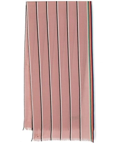 Paul Smith Striped Wool-cashmere Scarf - Pink