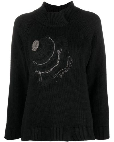 Fabiana Filippi Bead-detailing Mock-neck Sweater - Black