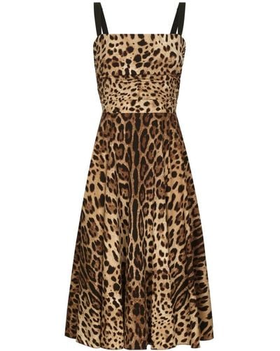 Dolce & Gabbana Leopard-print Midi Dress - Natural