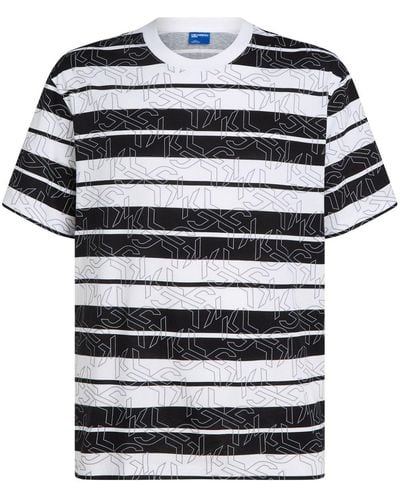 Karl Lagerfeld Striped Logo-print T-shirt - Blue