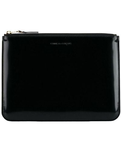 Comme des Garçons Leather Pouch With Embossed Logo - Black