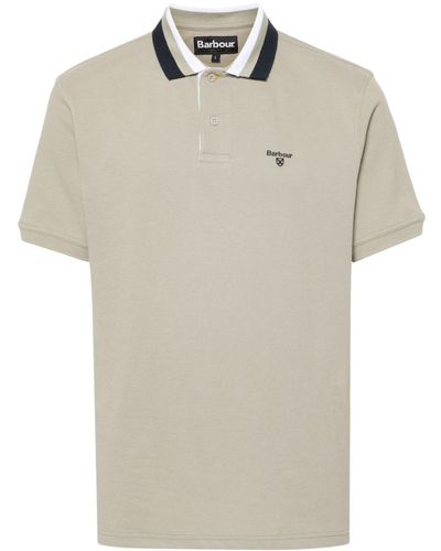 Barbour Poloshirt mit Logo-Stickerei - Natur