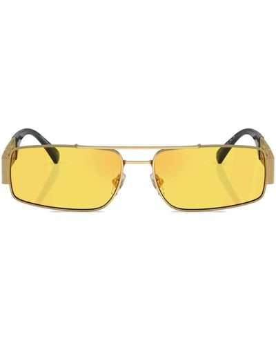 Versace Eckige Sonnenbrille mit Logo-Schild - Gelb