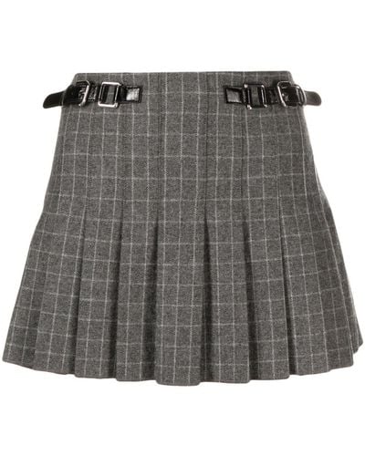 Maje Check-pattern Pleated Miniskirt - Gray