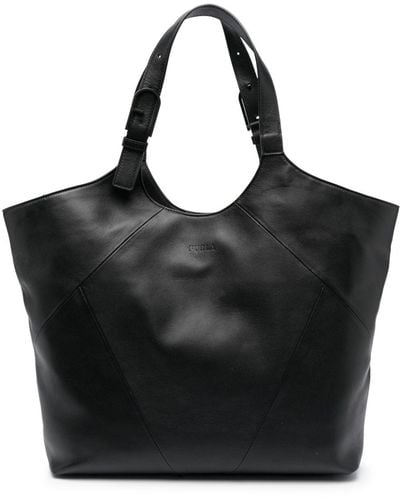 Furla Logo-buckle Leather Tote Bag - Black