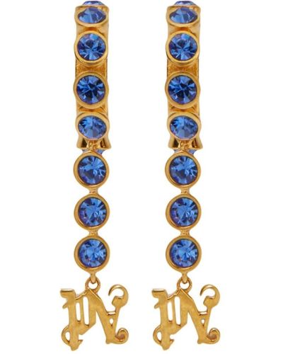 Palm Angels Crystal-embellished Monogram Earrings - Metallic