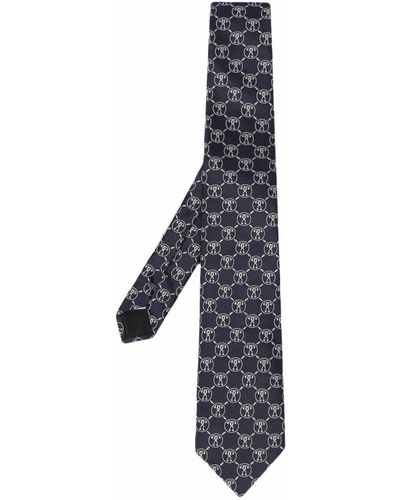 Moschino Cravate en soie à motif monogrammé - Bleu