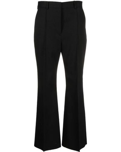 Lanvin Flared Cropped Wool Trousers - Black
