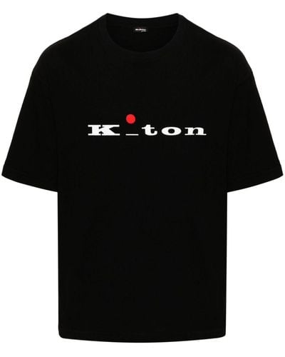 Kiton T-Shirt mit Logo-Print - Schwarz