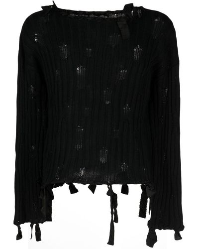 MM6 by Maison Martin Margiela Ribbon-detail Virgin Wool-blend Sweater - Black