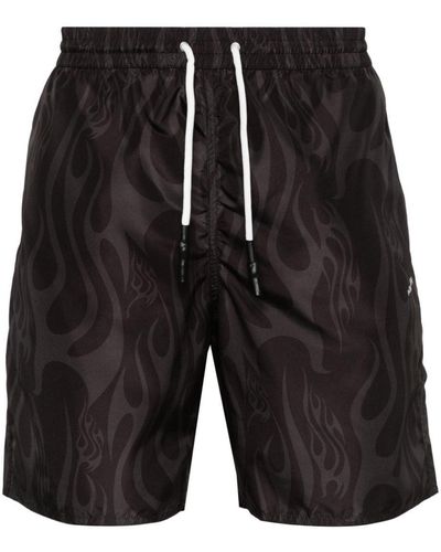 Vision Of Super Flame-print Swim Shorts - Black
